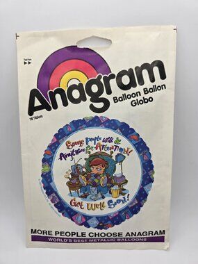 Anagram Vintage "Get Well Soon" Metallic Helium Balloon 1990s.